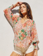 Flower Patch Smocked Neckline Flowy Blouse - Garden