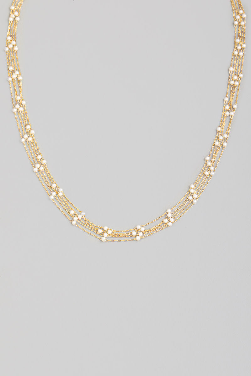 Layered Beaded Station Necklace