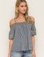 Mixed Gingham Off the Shoulder Top