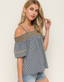 Mixed Gingham Off the Shoulder Top