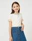Girls Stripe Sleeve Knit Tee - Off White