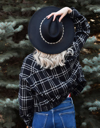 Crystal Rhinestone Strap Fedora Hat