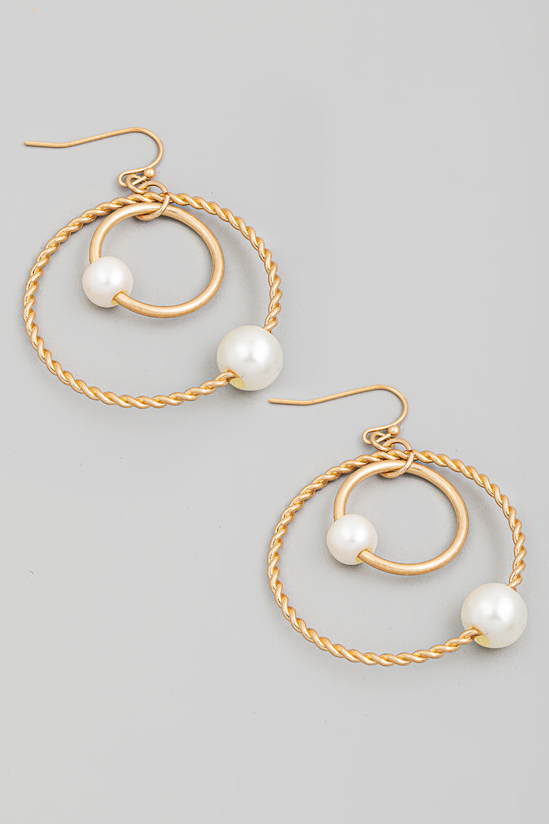 Circle Layered Twist Drop Earrings