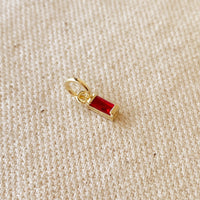 18k Gold Filled Baguette Birthstone Charm