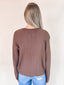 V Neck Ribbed Drop Shoulder Sweater - Mocha