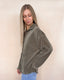 Pleated Shirt With Wavy Edge - Olive
