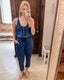 High Waist Buttons Sleeveless Denim Romper