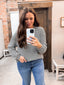 Curvy Striped Drop Shoulder Knit Top - Black