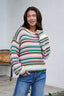Ivory Multi Striped Crewneck Sweater