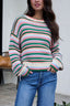Ivory Multi Striped Crewneck Sweater