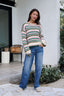 Ivory Multi Striped Crewneck Sweater