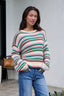 Ivory Multi Striped Crewneck Sweater