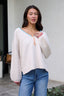Ivory Stitch Trim Button Up Sweater
