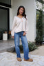 Ivory Stitch Trim Button Up Sweater