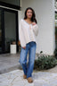Ivory Stitch Trim Button Up Sweater