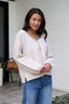 Ivory Stitch Trim Button Up Sweater