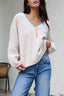 Ivory Stitch Trim Button Up Sweater