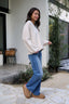 Ivory Stitch Trim Button Up Sweater