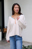 Ivory Stitch Trim Button Up Sweater