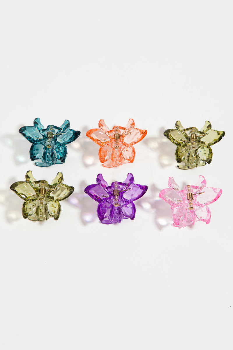 Mini Clear Resin Flower Hair Clips