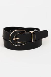 Enamel Buckle Faux Leather Belt