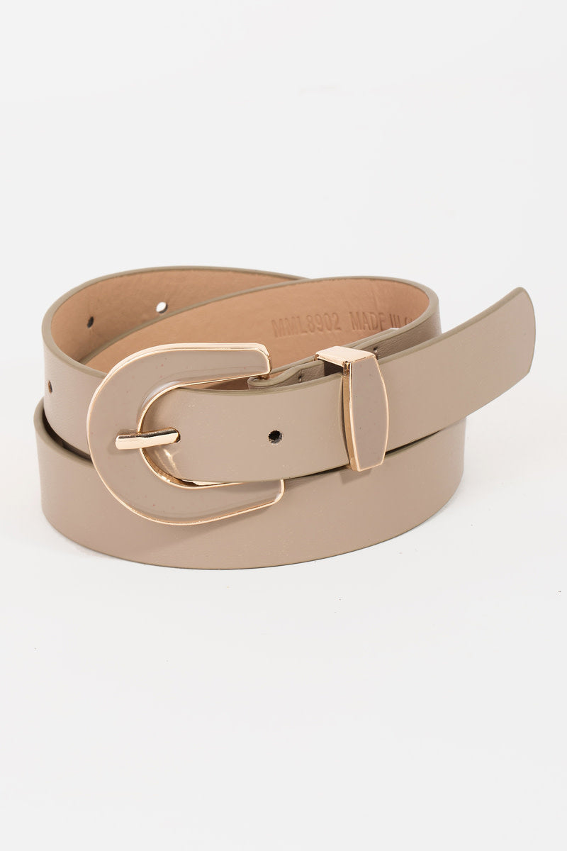 Enamel Buckle Faux Leather Belt