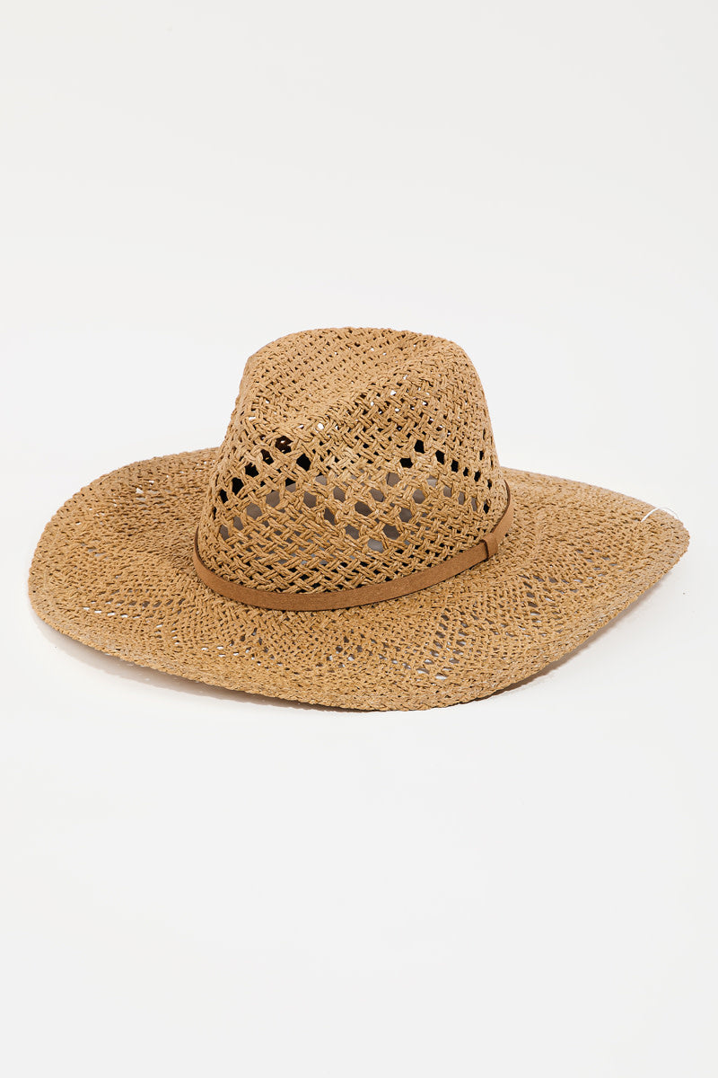 Straw Braided Fedora Hat