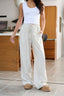 Natural Striped Linen Drawstring Pants