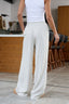 Natural Striped Linen Drawstring Pants