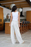 Natural Striped Linen Drawstring Pants