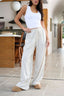 Natural Striped Linen Drawstring Pants