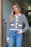 Navy and Tan Striped Button Down Cardigan