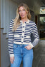 Navy and Tan Striped Button Down Cardigan