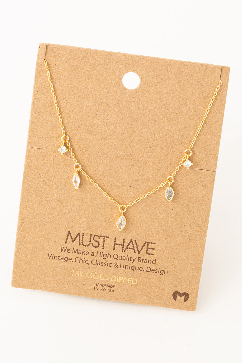 Delicate Rhinestone Station Necklace