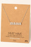 Gold Dipped Cz Pave Mama Pendant Necklace