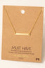 Gold Dipped Dainty Bar Pendant Necklace