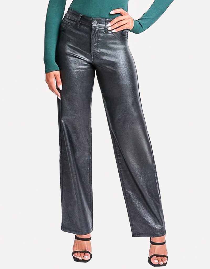 High Rise Straight Leg Metallic Pant