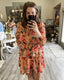 Frilled Collar Long Sleeve Floral Dress
