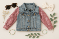 Pink Sequin Denim Jacket