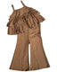Presley Ruffle Tank Two-Piece Set - Brown
