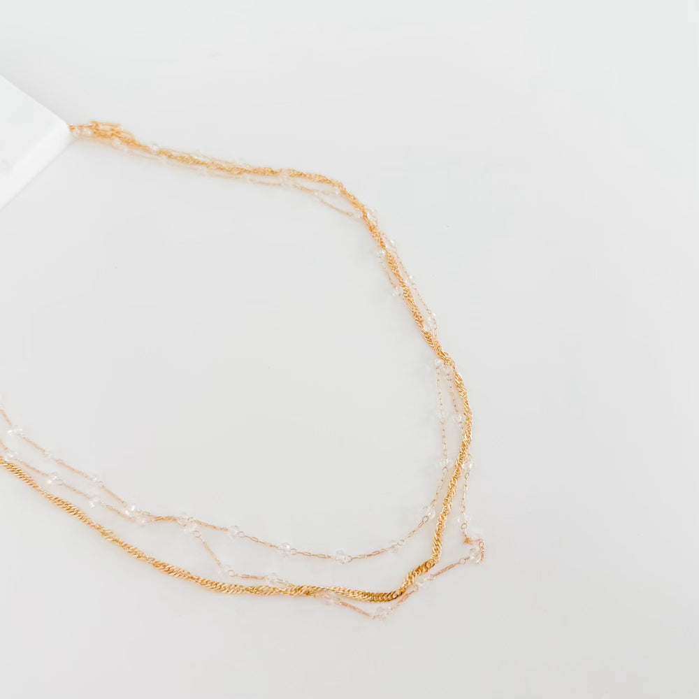 Multi Layered Beaded Chain Necklace