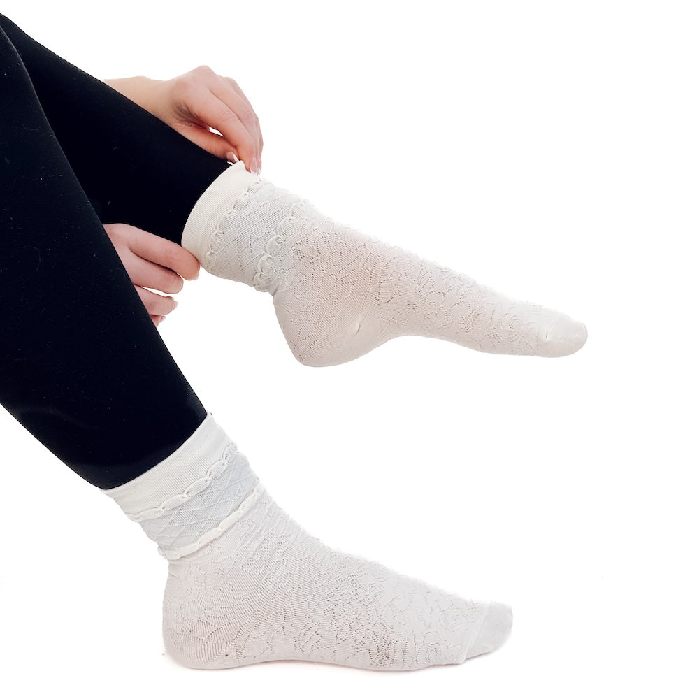 Calista Cream Mid Calf Socks