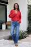 Red Confetti Knit Buttoned Cardigan