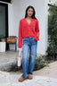 Red Confetti Knit Buttoned Cardigan