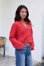 Red Confetti Knit Buttoned Cardigan