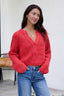 Red Confetti Knit Buttoned Cardigan