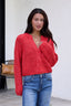 Red Confetti Knit Buttoned Cardigan