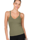 Ribbed Crop Cami - Light Olive