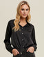 Satin Button-Up Thong Bodysuit - Black