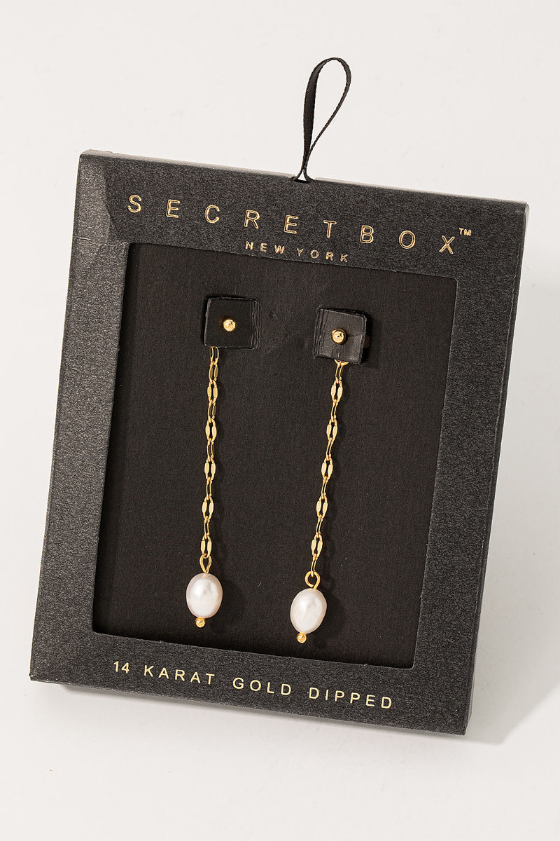 Dainty Chain Pearl Drop Earrings
